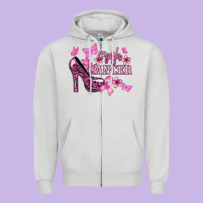Crush Cancer With High Heels Cancer Awareness Zipper Hoodie Designed By Howdyjamesfarm