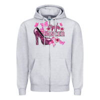 Heather Grey Crush Cancer with high heels Cancer Awareness Zipper Hoodie - HowdyJamesFarm