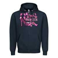 Navy Crush Cancer with high heels Cancer Awareness Zipper Hoodie - HowdyJamesFarm