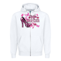 White Crush Cancer with high heels Cancer Awareness Zipper Hoodie - HowdyJamesFarm
