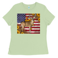 Matcha Western American Flag And Deer Ladies Tee - LillyAllenDesigns