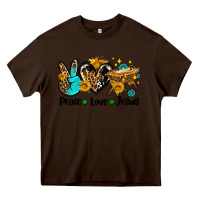Chocolate Brown peace love jesus Heavy Core Tee - AdoDesignShop