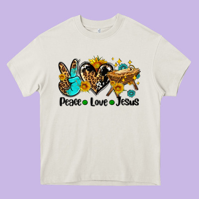 Peace Love Jesus Heavy Core Tee Designed By Adodesignshop