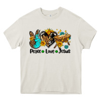 Cream peace love jesus Heavy Core Tee - AdoDesignShop