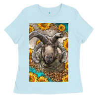 Baby Blue Western Navajo Churro Sheep Ladies Tee - LillyAllenDesigns