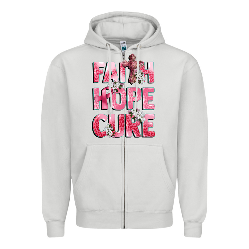 Faith Hope Cure Breast Cancer Zipper Hoodie by CowGirlArtShop | Teevron
