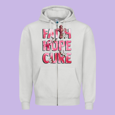 Faith Hope Cure Breast Cancer Zipper Hoodie Designed By Cowgirlartshop