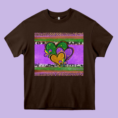 Mardi Gras Hearts And Fleur De Lis Heavy Core Tee Designed By Jasminsmagicworld