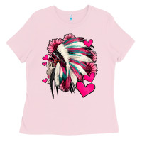 Bubblegum Pink indian headdress with hearts valentine's day Ladies Tee - Jasminsmagicworld