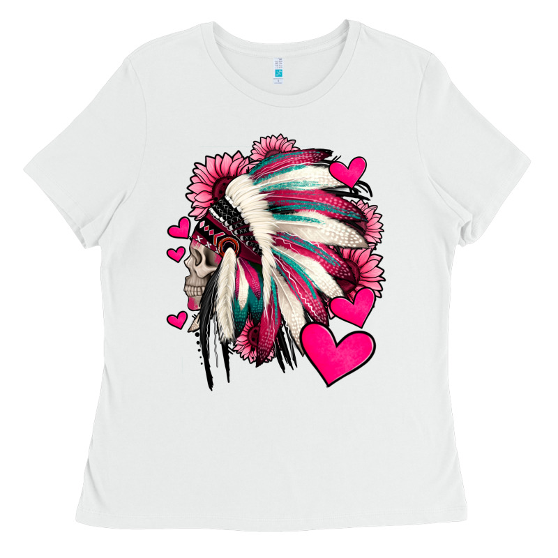 Indian Headdress With Hearts Valentine's Day Ladies Tee by Jasminsmagicworld | Teevron