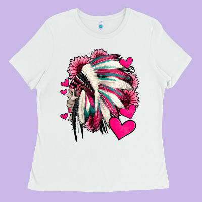 Indian Headdress With Hearts Valentine's Day Ladies Tee Designed By Jasminsmagicworld