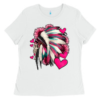 White indian headdress with hearts valentine's day Ladies Tee - Jasminsmagicworld