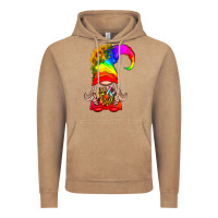 Vintage Coffee LGBTQ+ Pride Gnome With Donut Vintage Hoodie - BundleAndBundleShop