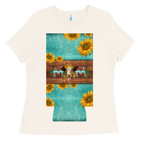 Bone mom hereford cattle sunflowers on tooled leather slim can cooler Ladies Tee - BarkalooDesign