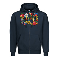 Navy autism teacher Zipper Hoodie - CowGirlArtShop