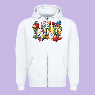 Autism Teacher Zipper Hoodie Designed By Cowgirlartshop