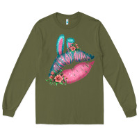 Eared Turquoise Pink Easter Lips Long Sleeve Tee | Teevron