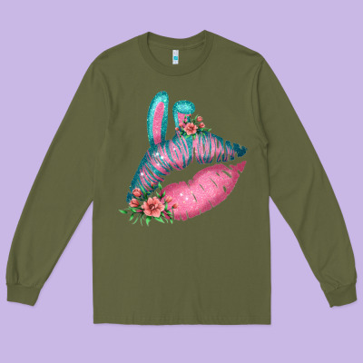 Eared Turquoise Pink Easter Lips Long Sleeve Tee Designed By Bettercallsaul
