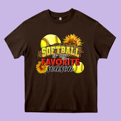 Softball Is My Favorite Season Heavy Core Tee Designed By Lillyallendesigns
