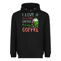 Black I Love A Cute Little Cactus Holding Coffee Heavyweight Hoodie - FaDigitalArtStudio