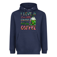 Navy I Love A Cute Little Cactus Holding Coffee Heavyweight Hoodie - FaDigitalArtStudio