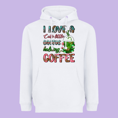 I Love A Cute Little Cactus Holding Coffee Heavyweight Hoodie Designed By Fadigitalartstudio