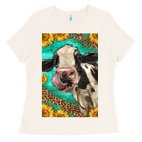 Bone Western Holstein Cow Ladies Tee - LillyAllenDesigns