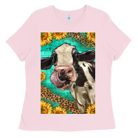 Bubblegum Pink Western Holstein Cow Ladies Tee - LillyAllenDesigns