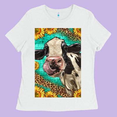 Western Holstein Cow Ladies Tee Designed By Lillyallendesigns