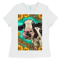 White Western Holstein Cow Ladies Tee - LillyAllenDesigns
