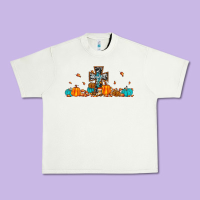 Thankful Cross Pumpkin Urban Heavy Tee Designed By Jahusdesignshop