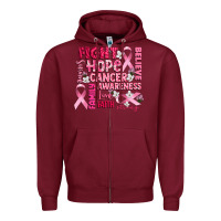Burgundy cancer awareness fight believe hope survive Zipper Hoodie - CowGirlArtShop