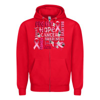 Red cancer awareness fight believe hope survive Zipper Hoodie - CowGirlArtShop