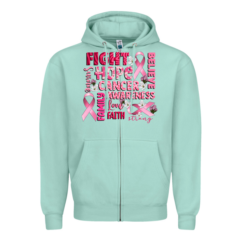 Cancer Awareness Fight Believe Hope Survive Zipper Hoodie by CowGirlArtShop | Teevron