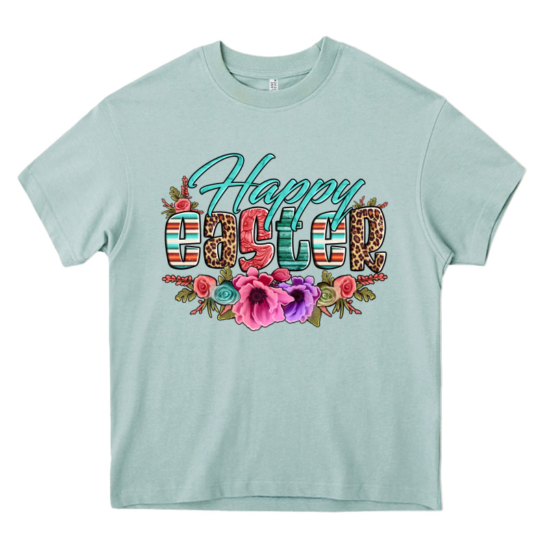 Happy Easter Western Floral Serape Leopard Heavy Core Tee by Jasminsmagicworld | Teevron