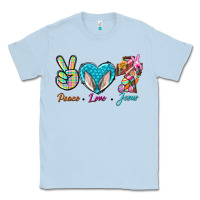 Dusty Blue Peace Love Easter Jesus Classic Tee - BundleAndBundleShop