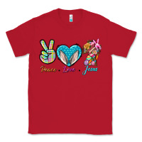 Red Peace Love Easter Jesus Classic Tee - BundleAndBundleShop