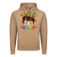 Vintage Coffee LGBTQ+ Queer Portrait With Crown And Rainbow Vintage Hoodie - BundleAndBundleShop