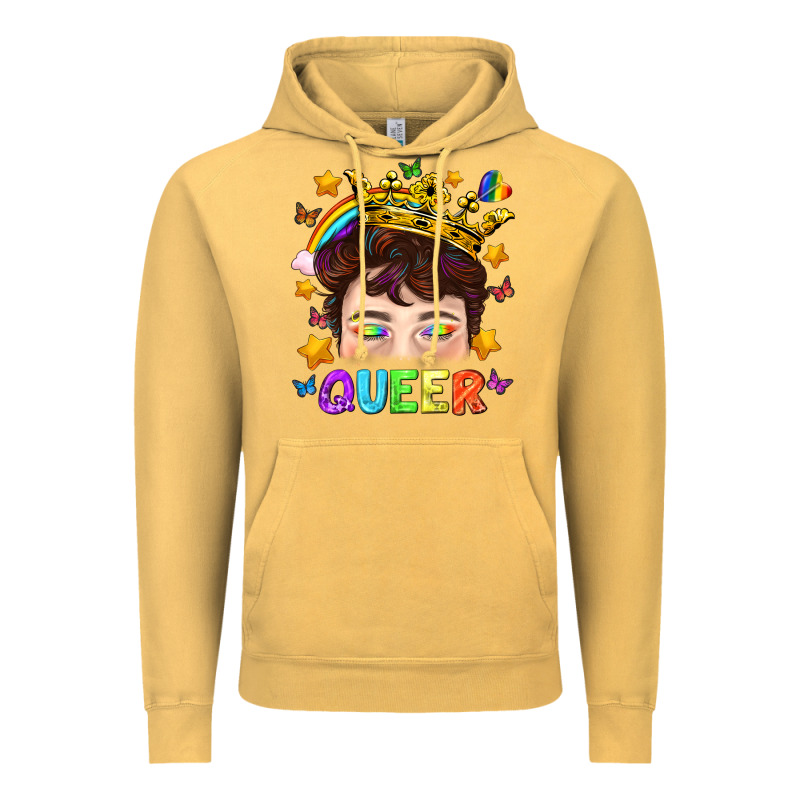 Lgbtq+ Queer Portrait With Crown And Rainbow Vintage Hoodie by BundleAndBundleShop | Teevron