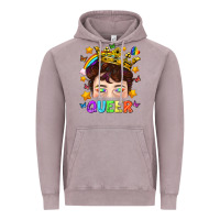 Vintage Zinc LGBTQ+ Queer Portrait With Crown And Rainbow Vintage Hoodie - BundleAndBundleShop