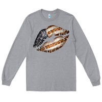 Heather Grey Vintage American Flag With Leopard Pattern Long Sleeve Tee - Bettercallsaul