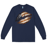 Navy Vintage American Flag With Leopard Pattern Long Sleeve Tee - Bettercallsaul