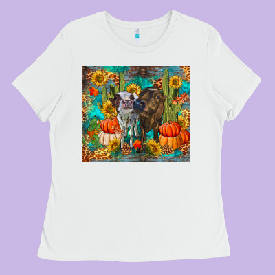 Fall Heifer Cows Ladies Tee Designed By Ranaportraitstore