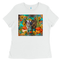 White fall heifer cows Ladies Tee - RanaPortraitStore