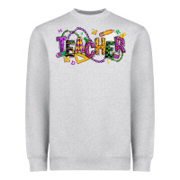 Heather Grey mardi gras teacher Heavyweight Sweatshirt - texasbilliewilder