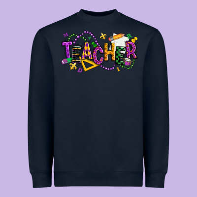 Mardi Gras Teacher Heavyweight Sweatshirt Designed By Texasbilliewilder