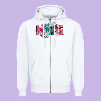 Hope Cancer Awareness Zipper Hoodie Designed By Cowgirlartshop