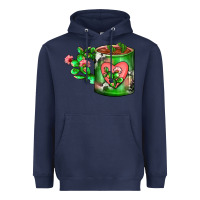Navy Cactus Coffee cup Heavyweight Hoodie - FaDigitalArtStudio