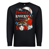 Black My favorite baseball player calls me mom Premium Sweatshirt - FaDigitalArtStudio