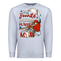 Heather Grey My favorite baseball player calls me mom Premium Sweatshirt - FaDigitalArtStudio